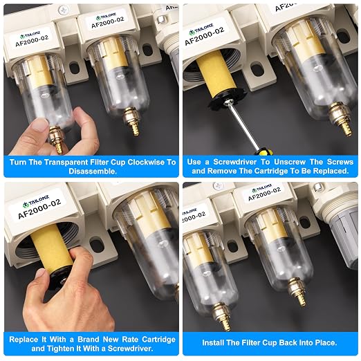 TAILONZ PNEUMATIC 1/4 Inch NPT 3 in 1 Air Filter Pressure Regulator Combo - Image 6