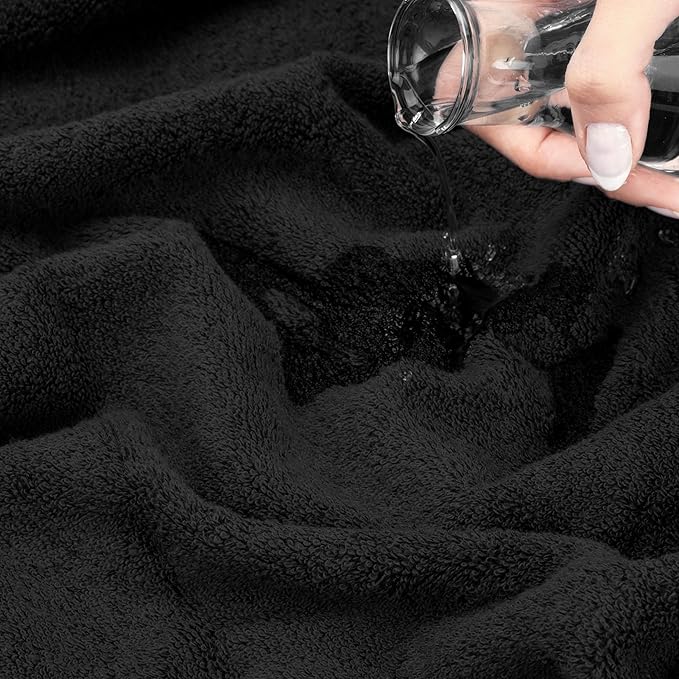 American Soft Linen Salem Washcloth Sets, 4 Piece Luxury 600 GSM 100% Cotton Washcloths for Bathroom, 13x13 inches Washrags Premium Quality Hand Face Towels, Black