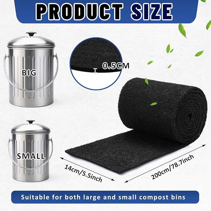 Square Compost Bin Charcoal Filters 78.7 x 5.5 Inch, Activated Carbon Filter - Image 2