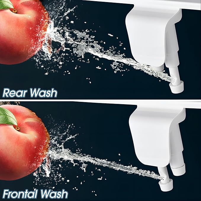 BIGCOW Ultra-Slim Bidet Attachment for Toilet - Dual Nozzle (Frontal & Rear Wash) with Adjustable Cold Water Pressure and Stainless Steel Inlet - Hygienic Solution for Fresh Cleanliness, Gold 1 Pcs