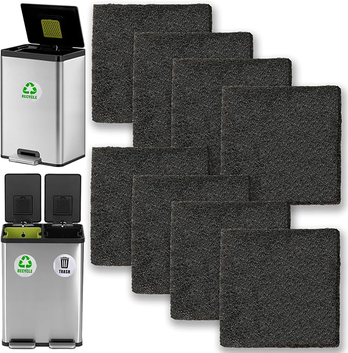 8 Pack Activated Carbon Filters Fits EKO Trash Can by Aolleteau