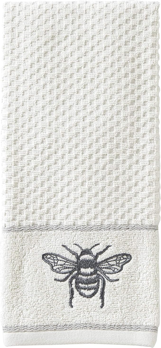SKL Home Farmhouse Bee Hand Towel Set, White 16x25
