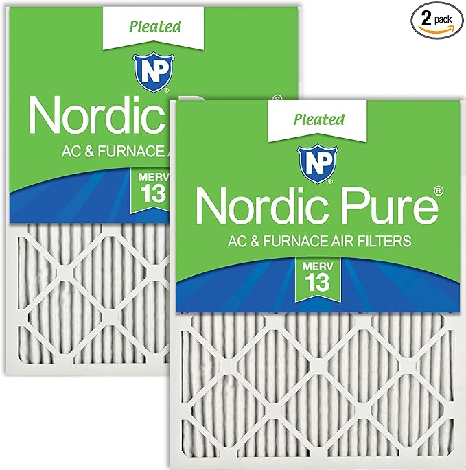 Nordic Pure 16x30x1 Pleated MERV 13 Air Filters 2 Pack by NordicPure