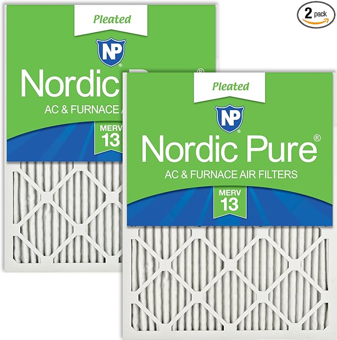 Nordic Pure 12x20x1 Pleated MERV 13 Air Filters 2 Pack by NordicPure