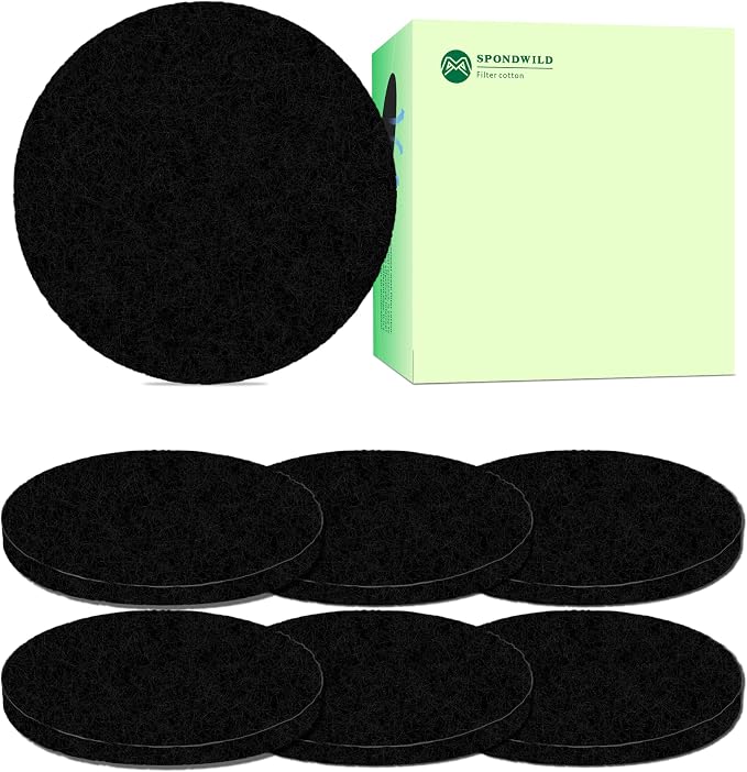 Fiber Cotton Activated Charcoal Compost Filters -7 Pack 7.3 Inch Round Odor by SPONDWILD