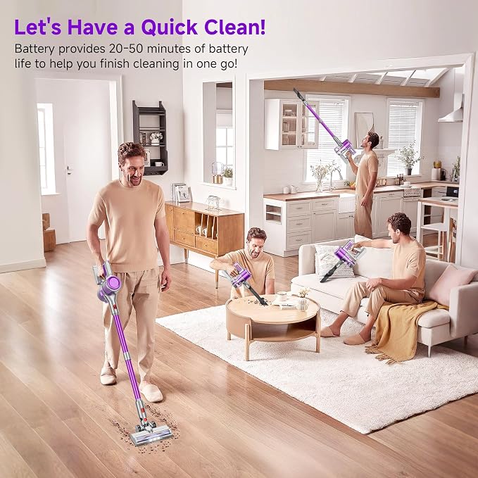 Cordless Vacuum Cleaner, 8 in 1 40Kpa 55Mins, Lightweight Vacuum Cleaners - Image 8