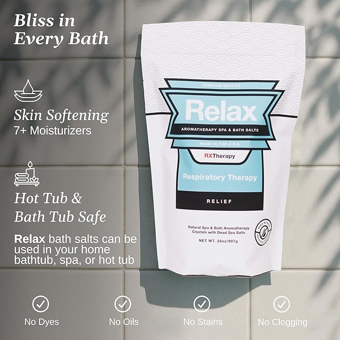 Relax Spa & Bath, Epsom & Dead Sea Salts, Aromatherapy Bath Salts for Hot Tub, Bath, or Spa, Infused with Magnesium, Respiratory Therapy