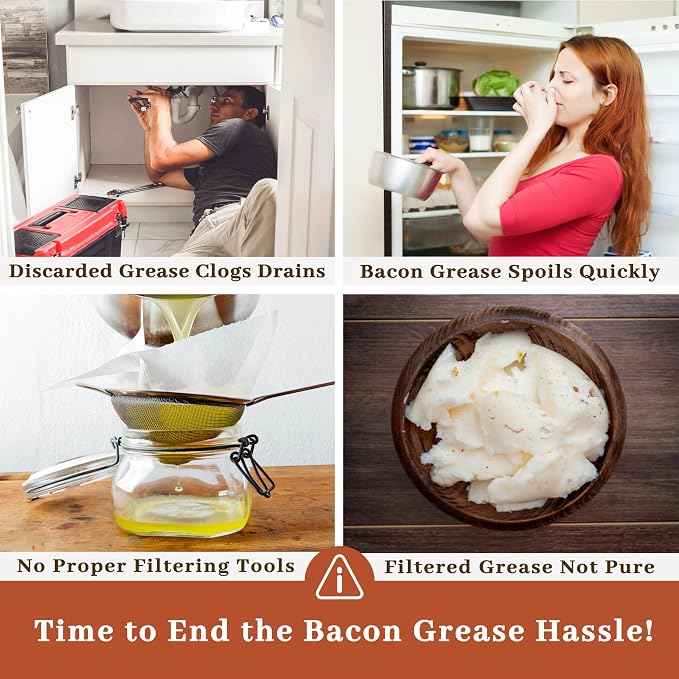 Bacon Grease Container with Strainer - Image 2