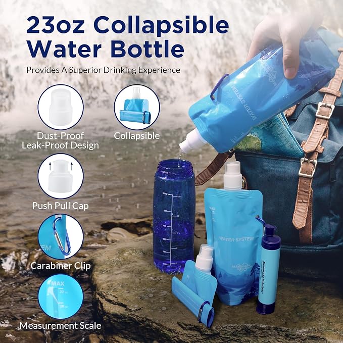 Membrane Solutions Squeezable Water Filtration System, Survival Water Purifier - Image 6