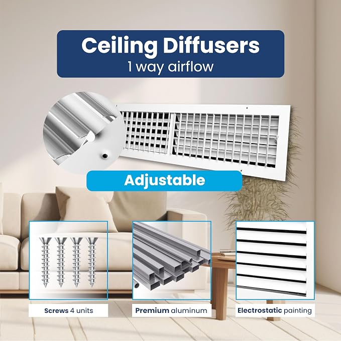 30x6 Aluminum 1-Way Air Vent Cover Wall or Ceiling HVAC Register Multi-Shutter - Image 4