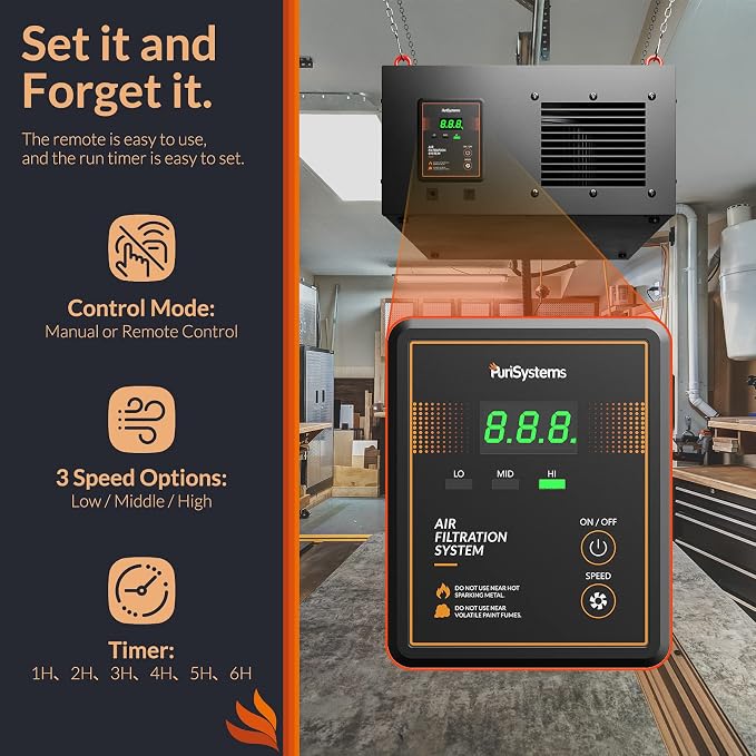 Purisystems 3-Speed Remote Air Filtration System, PuriCare 1100 Hanging Air - Image 4
