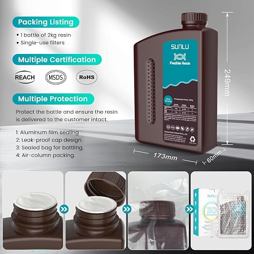 SUNLU Flexible 3D Printer Resin, 66A 3D Printing Resin - Image 9