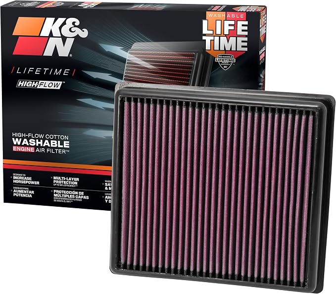 K&N High-Flow Original Lifetime Engine Air Filter: Increase Power: Premium by KNEngineeringInc