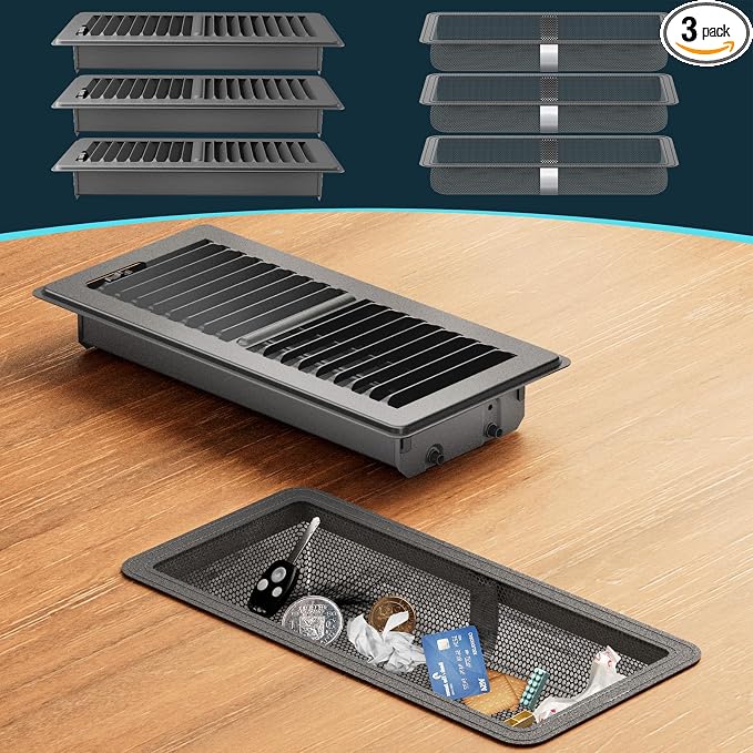 Floor Register 4 x 10 Inch, HG Power 3 Pack Heavy Duty Floor Vent Covers by HGPOWER