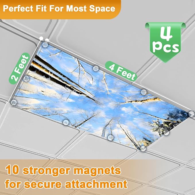 4 Pcs Fluorescent Light Covers for Ceiling Lights Classroom, Stylish - Image 2