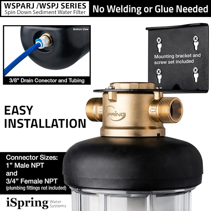 iSpring WSP500J Reusable Whole House Spin-Down Sediment Water Filter, Upgraded - Image 4
