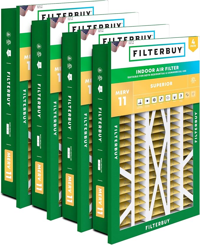 Filterbuy 16x25x5 Air Filter MERV 11 Superior Pet & Allergy Defense, by Filterbuy