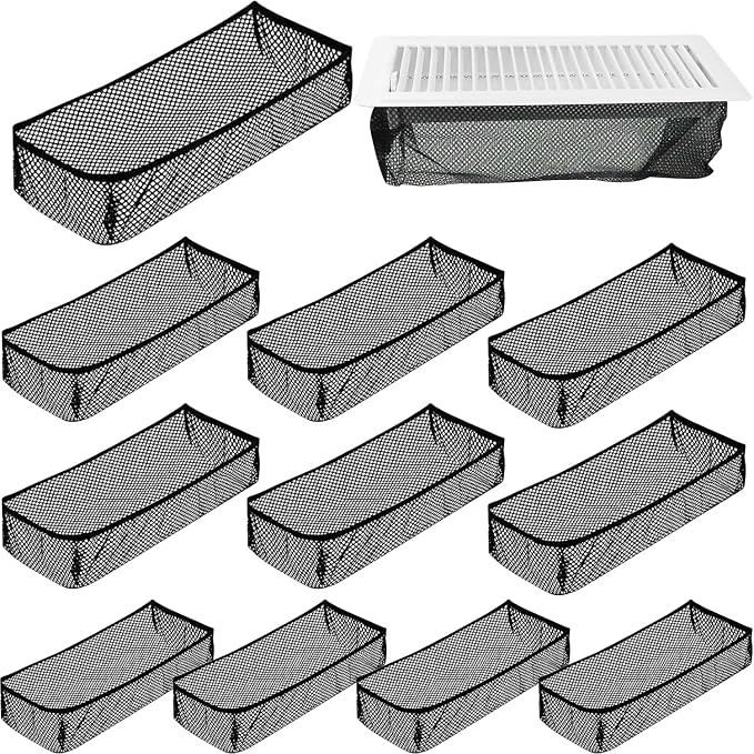 12 PCS Floor Register Traps 4 x 10 Inch Air Vent Filter Mesh Catcher Black Vent by LOSYHU