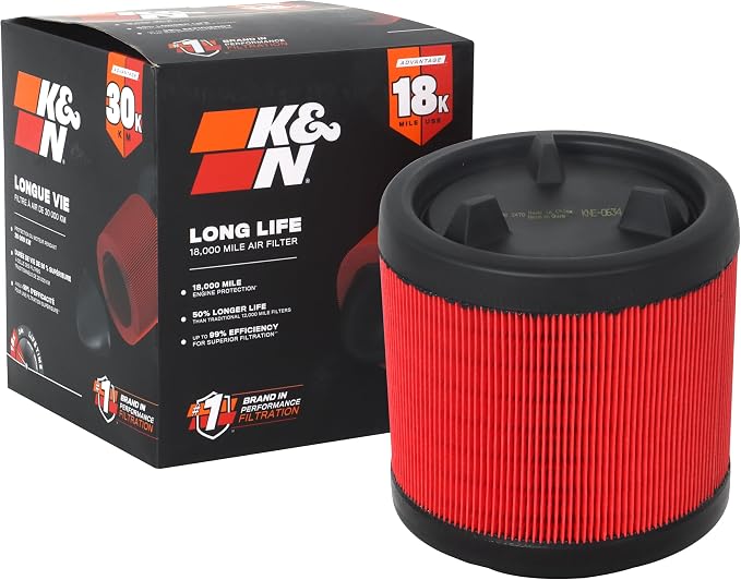 K&N Engine Air Filter: Long Life 18, 000 Mile Replacement Air Filter: Compatible by KNEngineeringInc