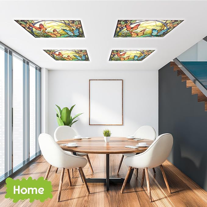 Glooglitter 4 Pcs Butterfly Fluorescent Light Covers 4 x 2 ft Stained Glass - Image 4