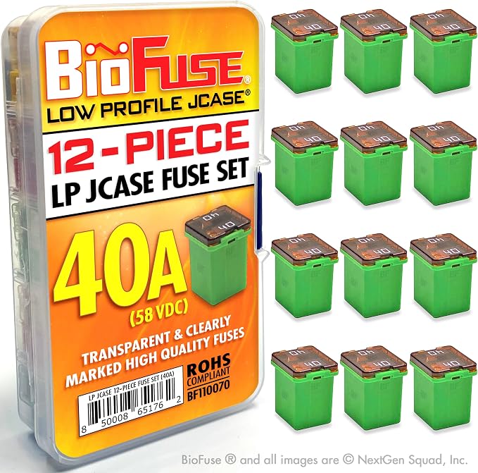 40A Low Profile JCASE 12-Piece Cartridge Fuse Assortment. Fits Most: Nissan by BioFuse