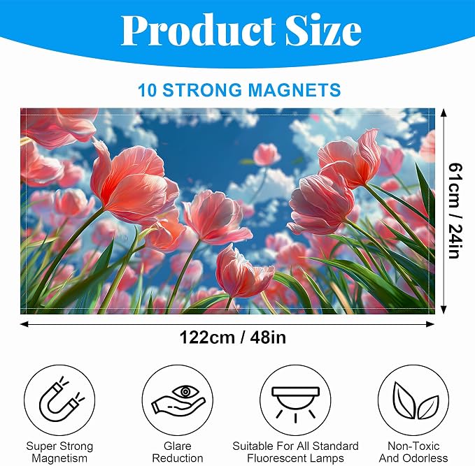 2 Pack Fluorescent Light Covers- 4 x 2 Feet Magnetic Ceiling Light Cover Room - Image 2