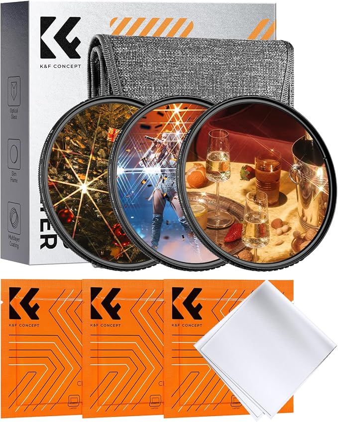 K&F CONCEPT 77mm Star Filters Kit 4 Points 6 Points 8 Points Cross Screen by KFCONCEPT