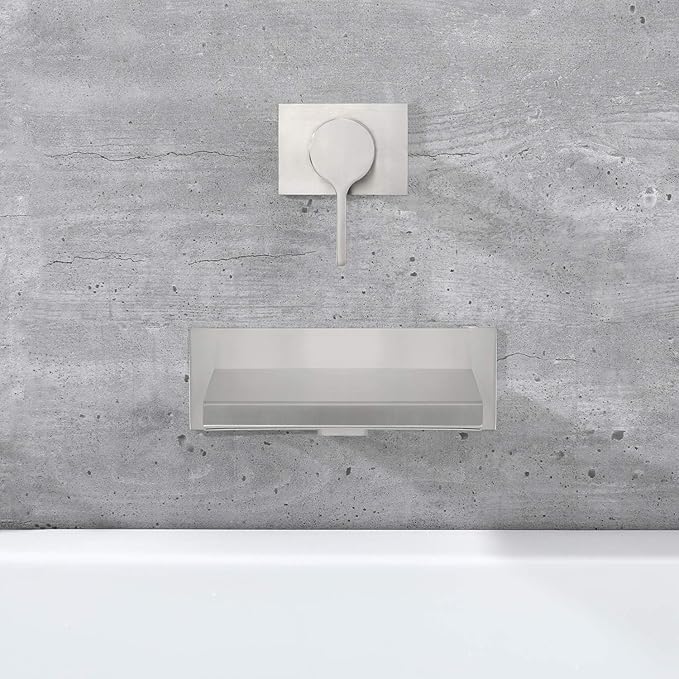 sumerain Waterfall Wall Mount Tub Filler Brushed Nickel with Valve Single Handle Brass High Flow