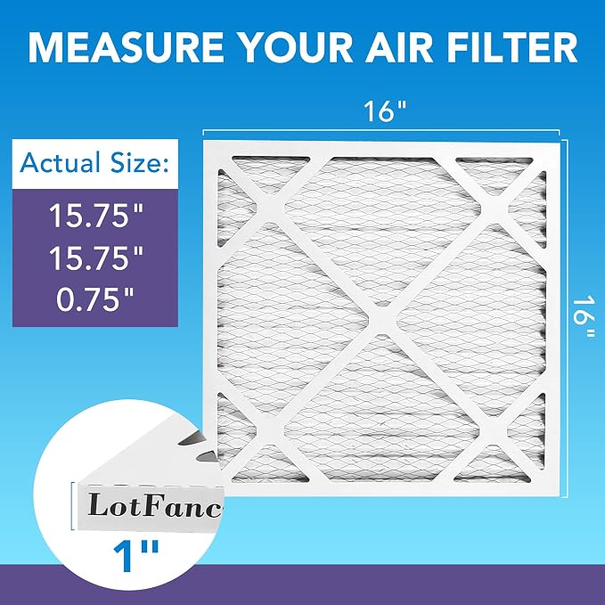 LotFancy 16x16x1 Air Filter MERV 11 6-Pack, Electrostatic Pleated AC Furnace - Image 2