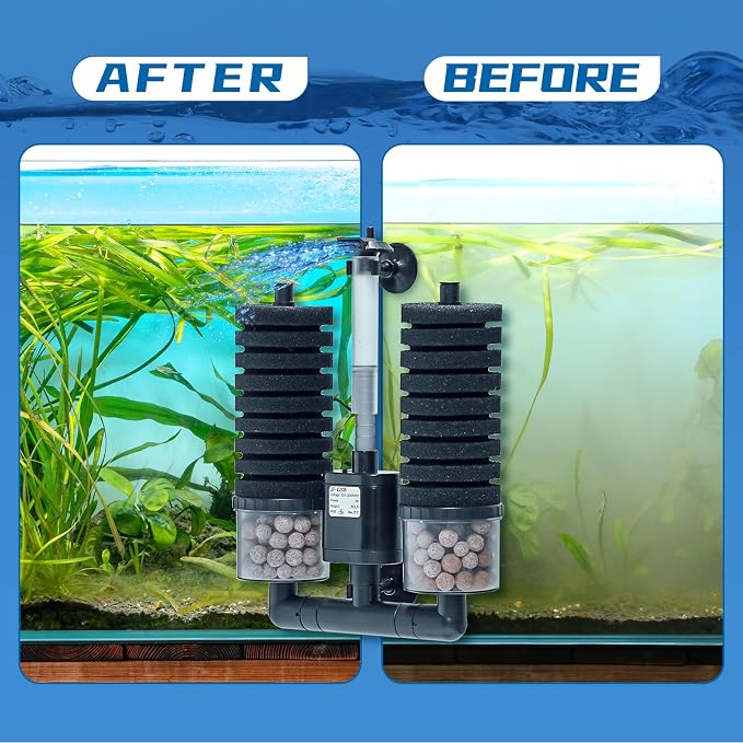 Aquarium Sponge Filter 15-55 Gallon Fish Tank Filter, Electric Power Double - Image 5