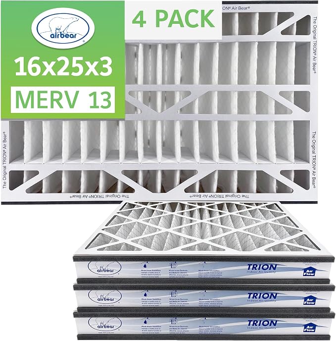 16x25x3 TRION Air Bear Cub Pleated HVAC Air Filter MERV 13 by Trion