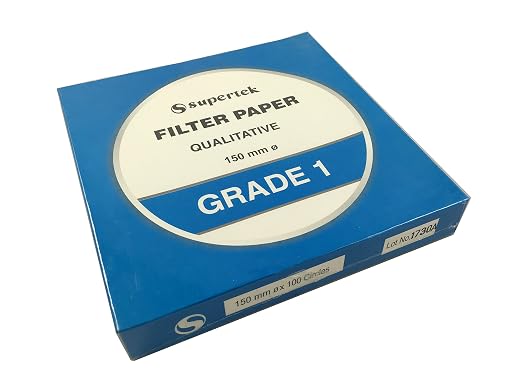 Filter Paper, Qualitative, Grade 1, 150 mm Pack of 100 Sheets by Supertek