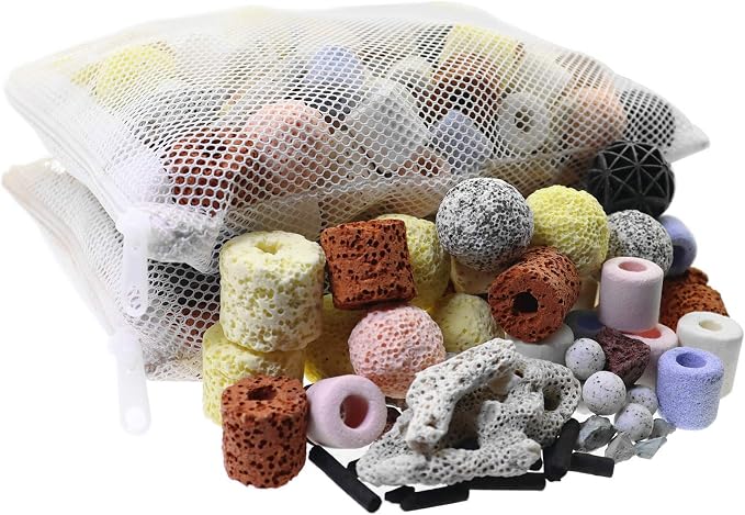 Aquarium Filter Media 15-in-1 Mineral Balls & Ceramic Rings - 1000g by Mei+Ting