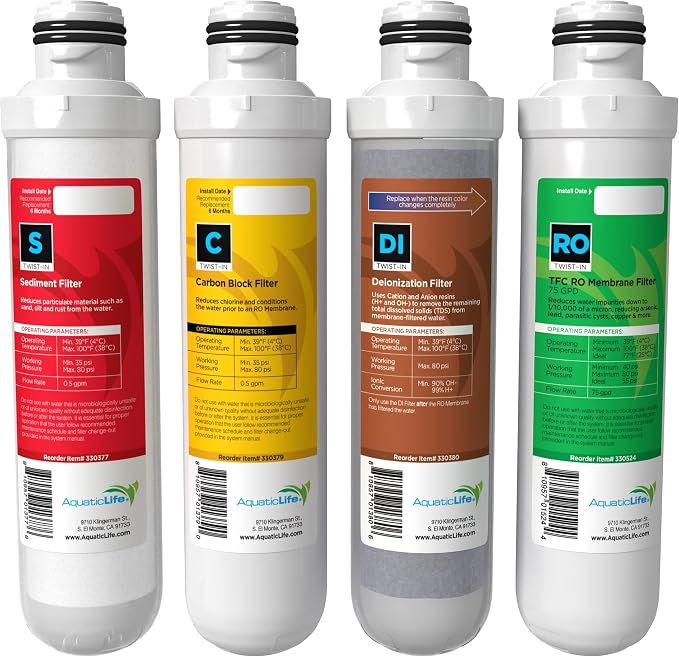 Aquatic Life Twist-In Reverse Osmosis Aquarium Water Filter Replacement by AQUATICLIFE