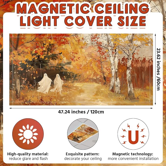 Glooglitter 4 Pcs Halloween Ghost Fluorescent Light Covers 4 x 2 ft Fall - Image 2