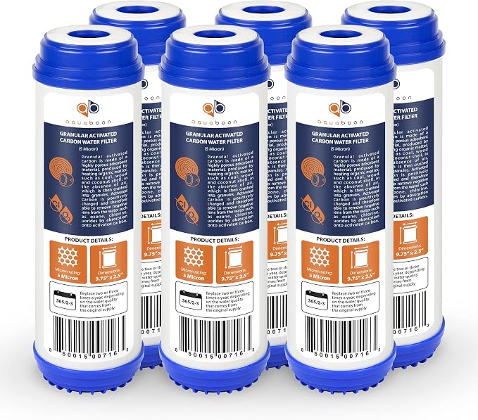 Aquaboon 5 Micron 10 x 2.5 Granular Activated Carbon Water Filter Cartridge GAC by Aquaboon