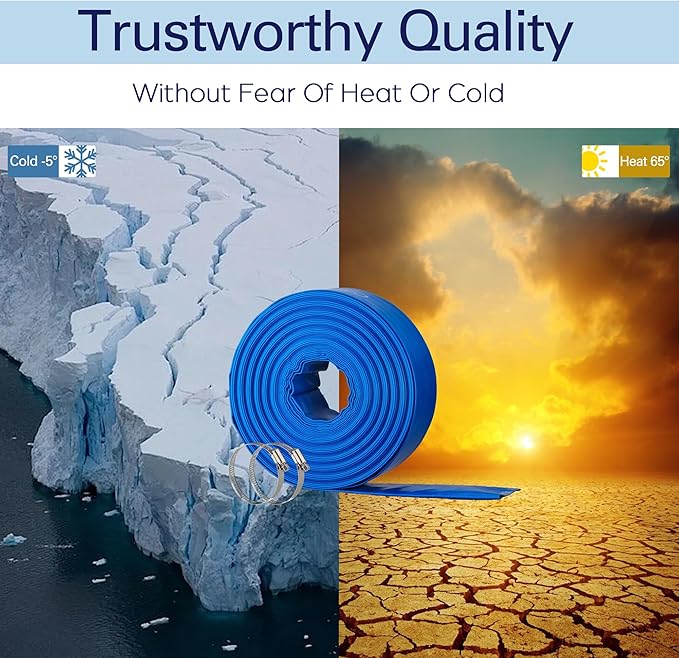 2" x 100FT Pool Backwash Hose, Heavy-Duty Pool Hose, Lay Flat Discharge Hose - Image 5