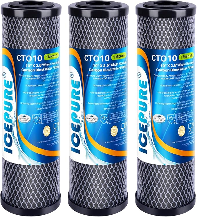 ICEPURE 1 Micron 2.5" x 10" Whole House CTO Carbon Sediment Water Filter by ICEPURE