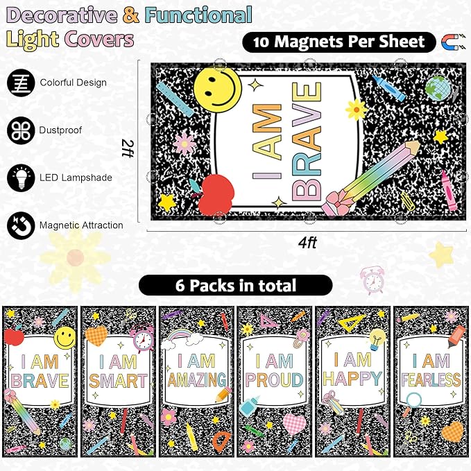 6 Pcs Fluorescent Light Covers, 4x2 Feet Magnetic Light Cover Fluorescent - Image 2