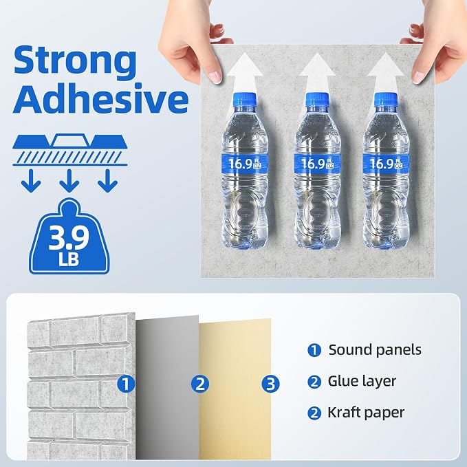 12 Pack Acoustic Panels with Self Adhesive, Soundproof Wall Panels, Brick Sound - Image 4