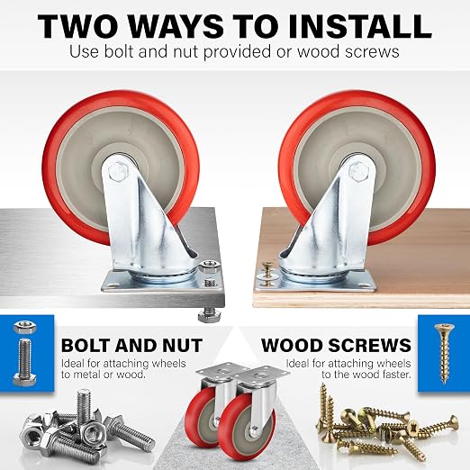 5 Inch Heavy Duty Casters Set of 4, Scratch Resistant & 360 Degree Rotatable - Image 7