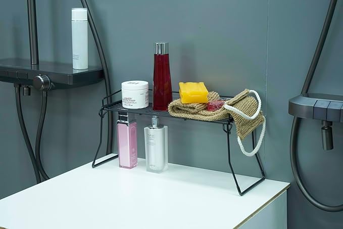 Metal The Sink Vanity Organizer, Bathroom or Kitchen Sink Organizer, Feminine Products Organizer (Black)