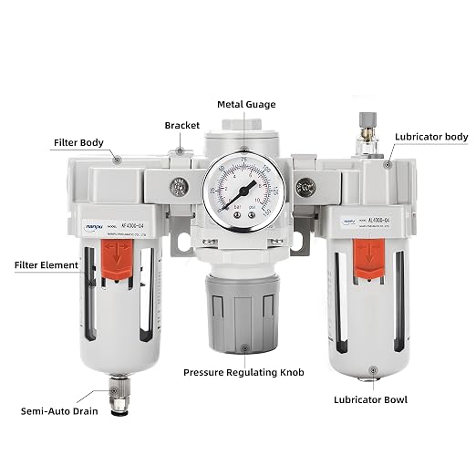 NANPU 3/4" NPT Air Filter, Regulator & Lubricator Combo - Image 2