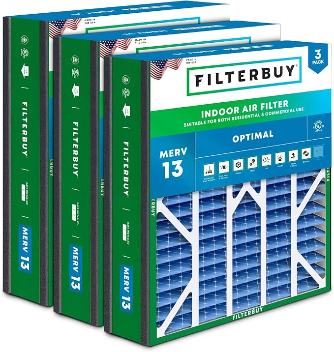 Filterbuy 20x20x5 Air Filter MERV 13 Optimal Smoke & Allergy Defense, by Filterbuy