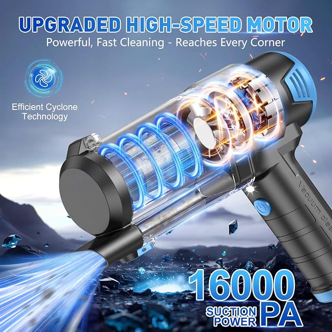 KMM Handheld Car Vacuum Cleaner, 16000PA Air Duster & Vacuum Cleaner, 120W High - Image 2