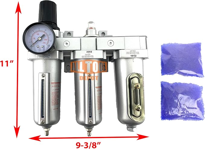 1/2" NPT HEAVY DUTY Industrial Grade Filter Regulator Coalescing Desiccant - Image 2