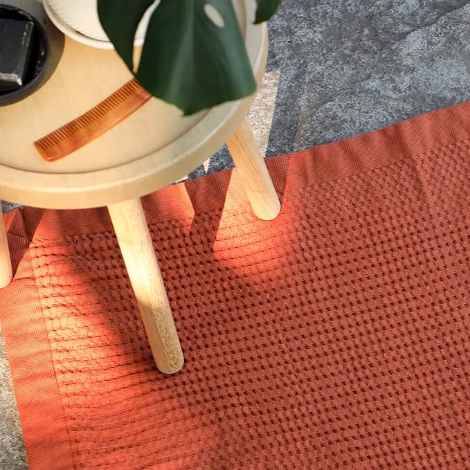 GILDEN TREE Bathroom Mat Absorbent Cotton Quick Dry for Shower, Bath & Bathtub Washable Thin, Modern Style (Clay)