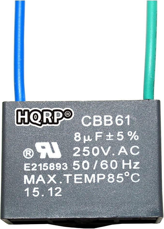 HQRP Ceiling Fan Capacitor CBB61 8uf 2-Wire UL Listed by HQRP