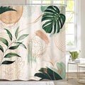 Boho Shower Curtain 72Wx72H Modern Bohemian Abstract Tropical Green Leaves Plant Palm Mid Century Botanical Minimalist Bathroom Decor Geometric Arch Bath Curtain Fabric Polyester 12 Pack Hook