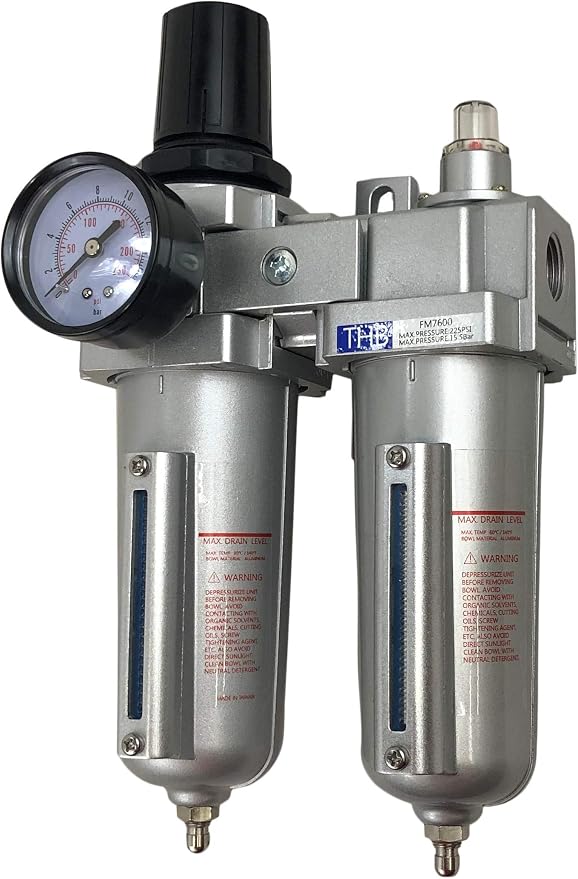 3/4" HEAVY DUTY COMBO PARTICULATE & COALESCING FILTER REGULATOR COMPRESSED AIR by THB